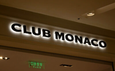 Halo Lit Channel Letters For Club Monaco